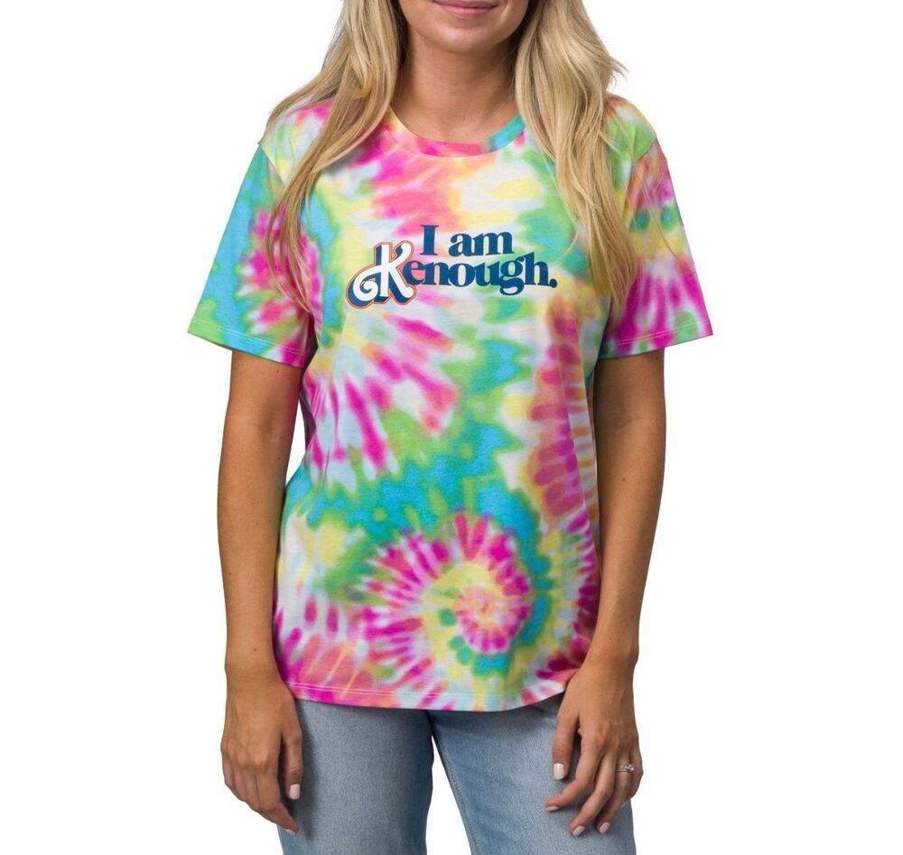 NWT Barbie Movie Mattel Women's 'I Am Kenough' Tie Dye Short Sleeve T-Shirt L